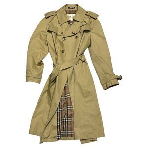 VINTAGE CROYDON George Richards Plaid Check Retro Long Trench Coat Mens Small